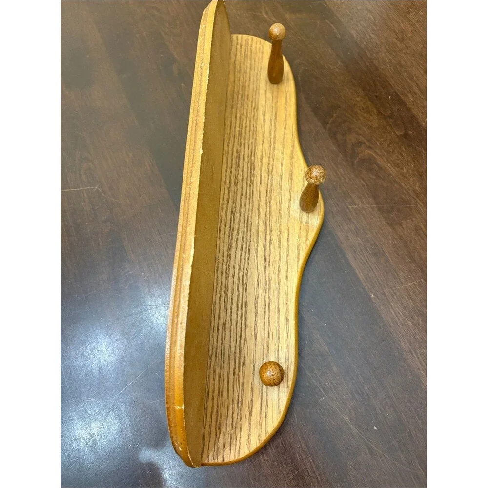 Wall Shelf with Three Pegs - Light Oak